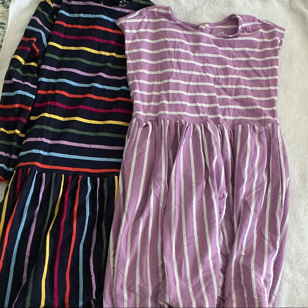 Striped Kids Dresses - Multicolor and Purple, Primary 6-7